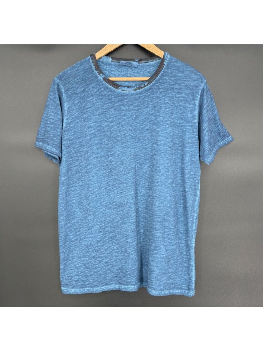 MATE Men's Short Sleeve Crew Neck T-Shirt Size L Blue 100% Cotton Made in Italy